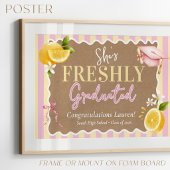 Poster Citrons rayés rose diplômés fraîchement