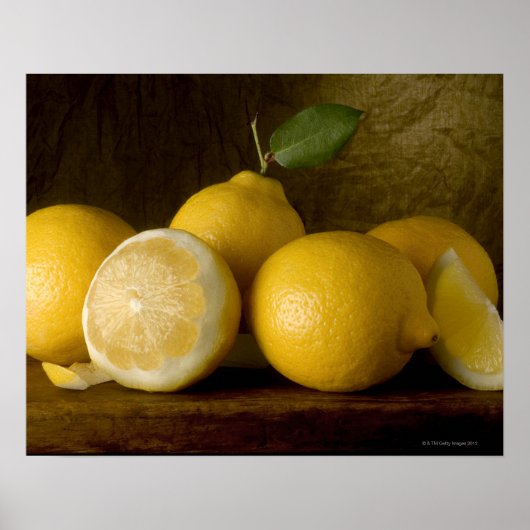 Poster citrons sur bois (Devant)