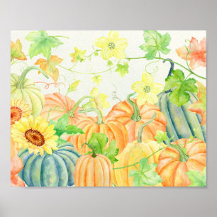 Poster Citrouille Aquarelle