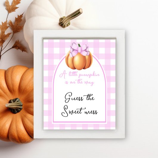 Poster Citrouille arche baby shower Devinez le doux gâchi