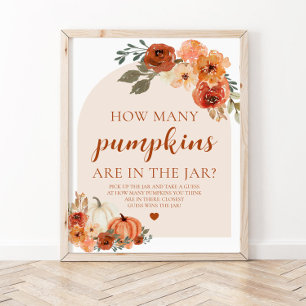 Poster Citrouille Automne Baby shower Devinez Combien de