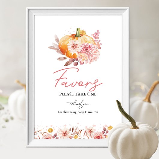 Poster Citrouille Automne Baby shower Faveurs Signer