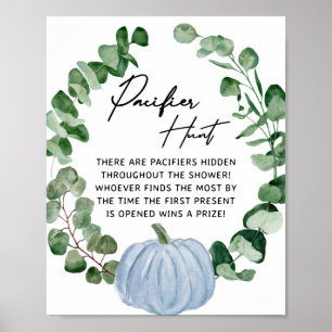 Poster Citrouille Automne Baby shower garçon Pacifier cha