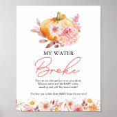 Poster Citrouille Automne Baby shower My Water Broke Jeu (Devant)