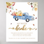 Poster Citrouille Automne Baby shower My Water Broke Jeu (Devant)