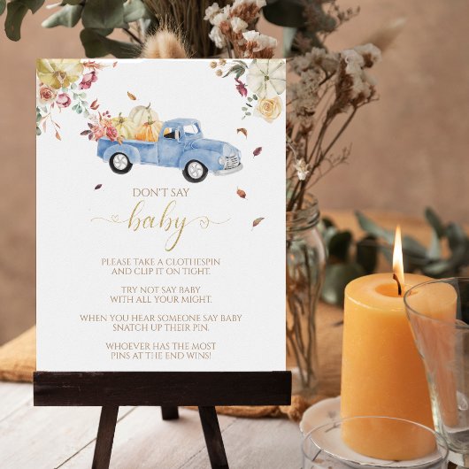 Poster Citrouille Automne Baby shower Ne pas dire Baby Ga