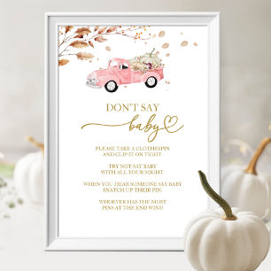 Poster Citrouille Automne Baby shower Ne pas dire Baby Ga