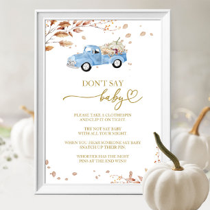 Poster Citrouille Automne Baby shower Ne pas dire Baby Ga