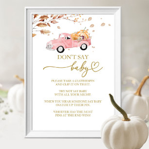 Poster Citrouille Automne Baby shower Ne pas dire Baby Ga