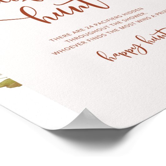 Poster Citrouille Automne chasse Pacifique jeu de baby sh (Coin)