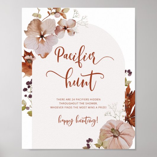 Poster Citrouille Automne chasse Pacifique jeu de baby sh (Devant)