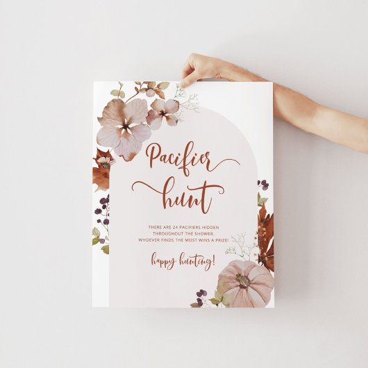 Poster Citrouille Automne chasse Pacifique jeu de baby sh