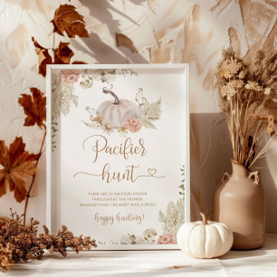 Poster Citrouille Automne chasse Pacifique jeu de baby sh