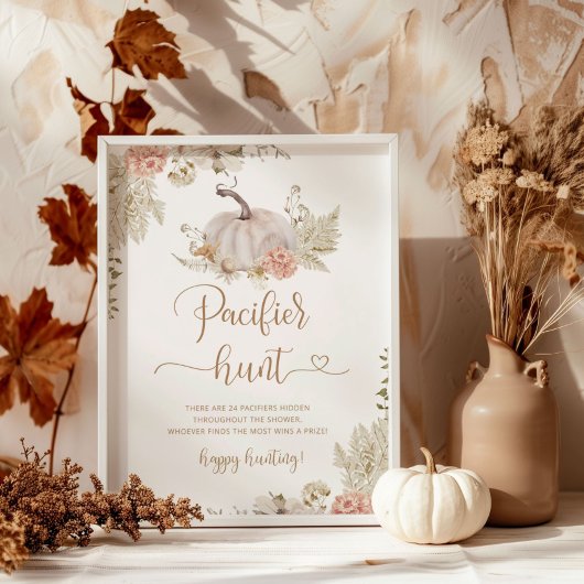 Poster Citrouille Automne chasse Pacifique jeu de baby sh