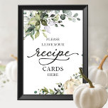 Poster Citrouille Automne Fête des mariées Recette Cartes<br><div class="desc">Jolie aquarelle verdoyante, citrouille automne carte de recette de douche nuptiale signe. Facile à personnaliser avec vos détails. Contactez-moi par conversation si vous avez des questions sur l'oeuvre ou avez besoin d'une personnalisation. VEUILLEZ NOTER : Pour obtenir de l'aide sur les commandes, l'expédition, l'information sur les produits, etc., contactez le...</div>