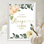 Poster Citrouille Automne Fête des mariées Recette Cartes<br><div class="desc">Jolie écume de pêche florale, citrouille chute nuptiale carte de recette de douche signe. Facile à personnaliser avec vos détails. Contactez-moi par conversation si vous avez des questions sur l'oeuvre ou avez besoin d'une personnalisation. VEUILLEZ NOTER : Pour obtenir de l'aide sur les commandes, l'expédition, l'information sur les produits, etc.,...</div>