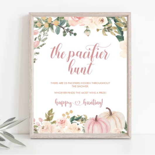 Poster Citrouille Automne Pacifique chasse Baby shower Po