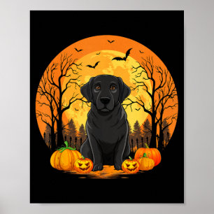 Poster Citrouille avec costume drôle d'Halloween noir