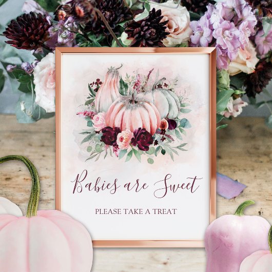 Poster Citrouille Baby are Sweet Baby shower Signal