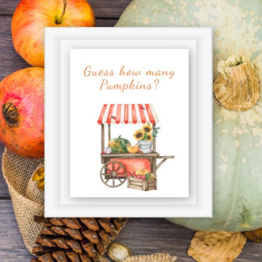 Poster Citrouille baby shower Devine combien de citrouill