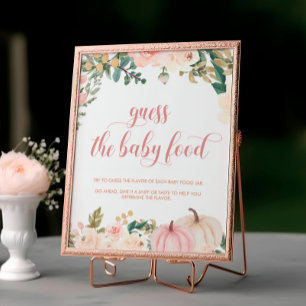 Poster Citrouille Baby shower Floral Guess the Baby Food