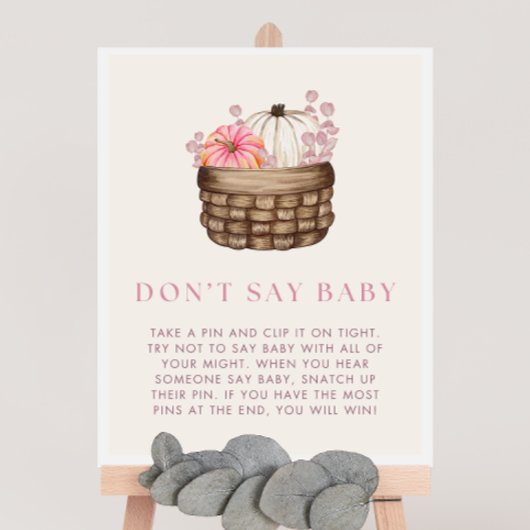 Poster Citrouille Baby shower ne pas dire Baby Game Signe
