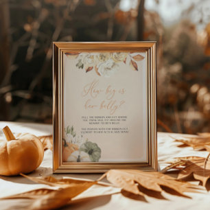 Poster Citrouille Baby shower Quelle taille a son ventre 