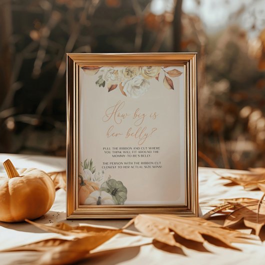 Poster Citrouille Baby shower Quelle taille a son ventre