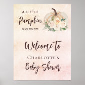Poster citrouille baby shower sur le chemin crème bienven (Devant)