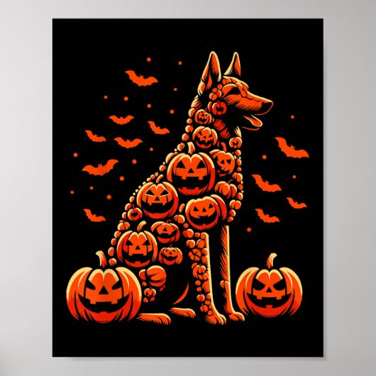 Poster Citrouille belge malinois Jack-o'-lantern Hallowee (Devant)