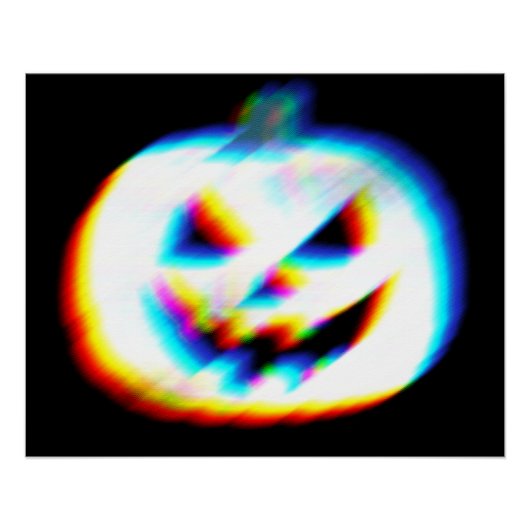Poster Citrouille blanc Glitchy EDM (Devant)