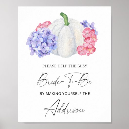 Poster Citrouille blanche - aide la mariée occupée Adress (Devant)