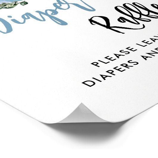 Poster Citrouille Bleu Automne Baby shower Déchets Signe  (Coin)