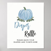 Poster Citrouille Bleu Automne Baby shower Déchets Signe  (Devant)