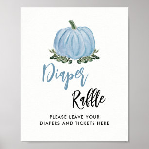 Poster Citrouille Bleu Automne Baby shower Déchets Signe 