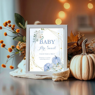 Poster Citrouille bleu Automne baby shower garçon Favoris