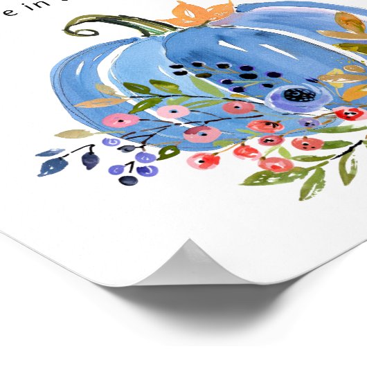 Poster Citrouille bleu Baby shower Devinez combien de Cit (Coin)