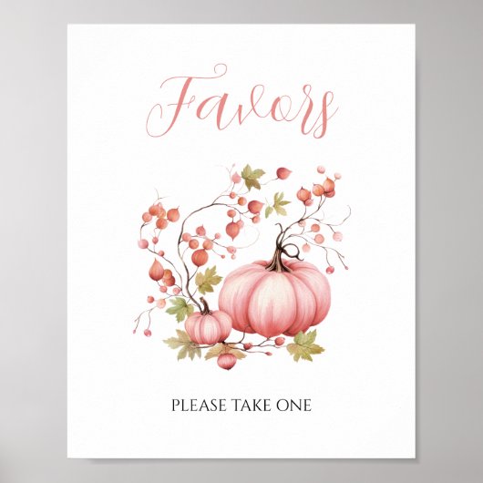 Poster Citrouille Blush Automne Berry Baby shower Faveurs (Devant)