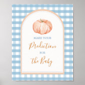 Poster Citrouille Boho Blue En vichy prédiction pour bébé (Devant)