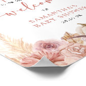 Poster Citrouille Boho Pampas Rose Baby shower en herbe B (Coin)