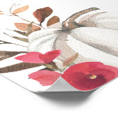 Poster Citrouille Bourgogne Floral Mariage de automne Bie (Coin)