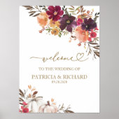 Poster Citrouille Bourgogne Floral Mariage de automne Bie (Devant)