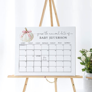 Poster Citrouille & Bow Baby shower Guides Date d'échéanc
