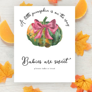 Poster Citrouille bow baby shower Les bébés sont doux