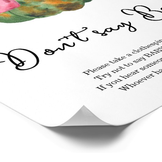 Poster Citrouille bow baby shower Ne pas dire bébé (Coin)