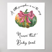 Poster Citrouille bow baby shower Nom de l'aliment pour b (Devant)