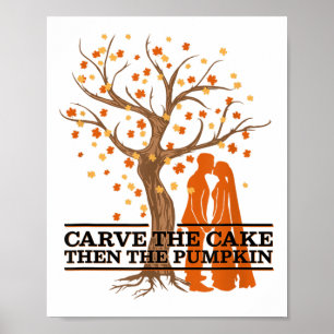 Poster Citrouille Carver & ; Gâteau Mariage Pour Marié
