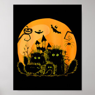 Poster Citrouille Chat noir Lune Amoureux des chats Costu