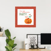 Poster Citrouille & chauves-souris, Bienvenue à Halloween (Bureau à domicile)