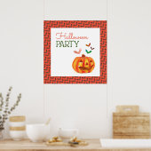 Poster Citrouille & chauves-souris, Bienvenue à Halloween (Cuisine)